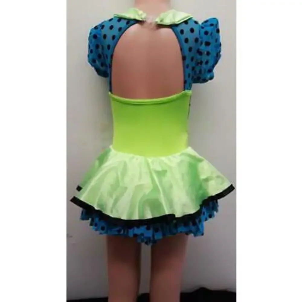 Pre-Owned Dance Costume Gallery 18636 Small Child Green Dress Jazz Sequin